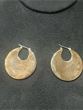 Chico's Gold Crescent Disc Hoop Earrings